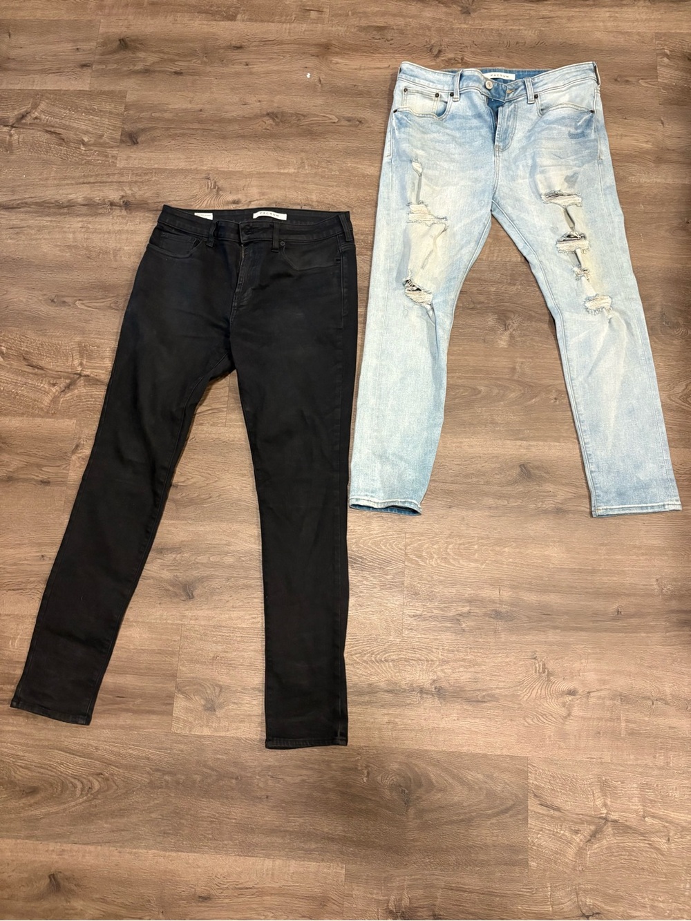 (TWO PAIRS) PacSun Men's Black and Light Blue Skinny Jeans - Sleek Stretch Fit